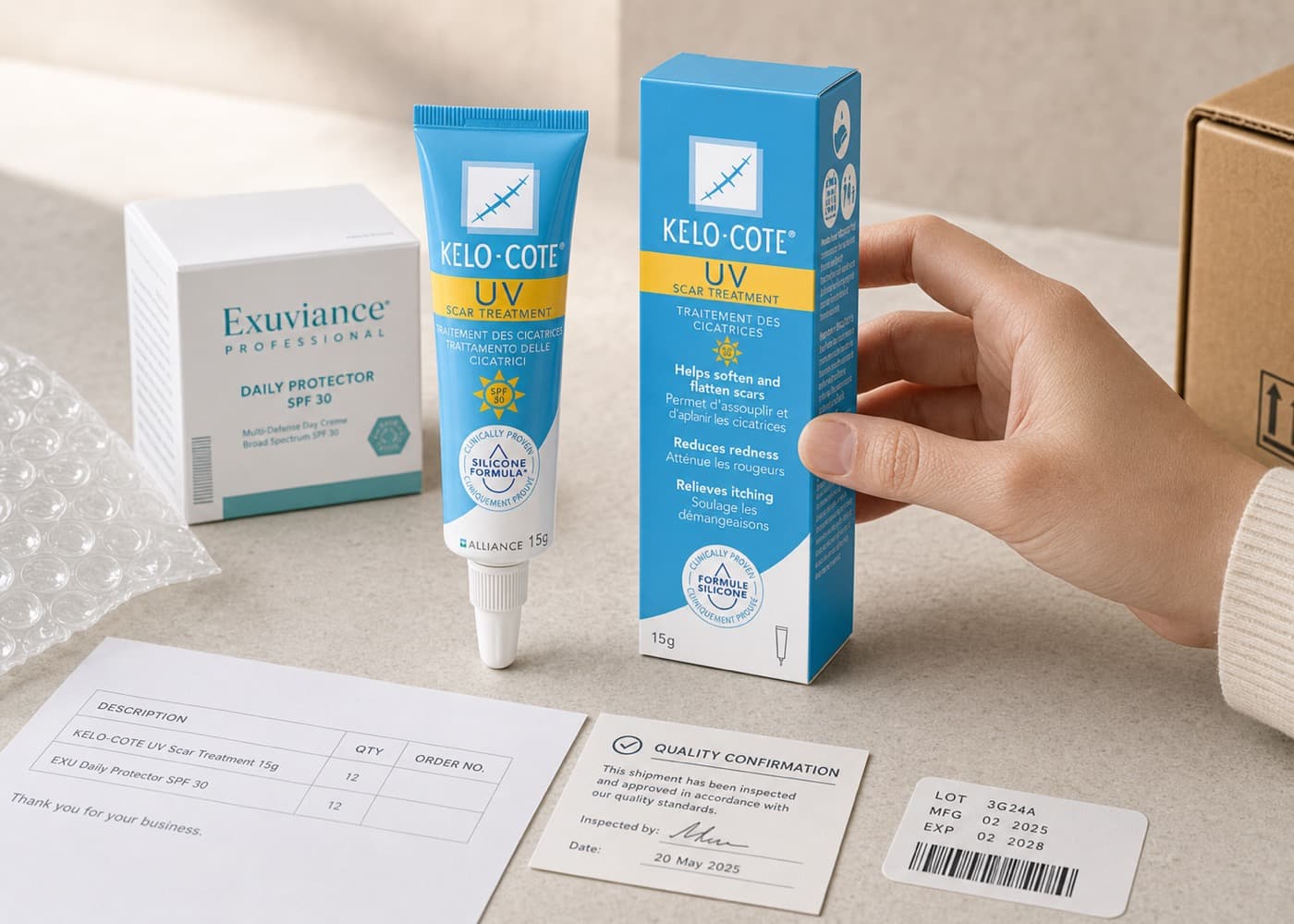 Healthcare and wellness category visual for international distribution.